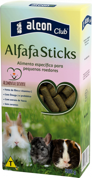 Alcon Club Alfafa Sticks 500g Alfafa P/ Hamster, Porquinho Da India, Coelho, Chinchila...