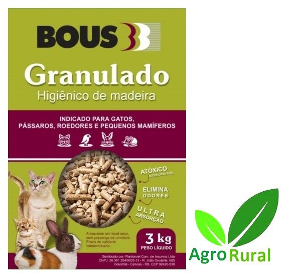 Granulado Higienico 3kg De ALtíssima Absorção Em Madeira Tratada. P/ Gatos Coelhos Porquinhos