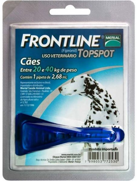 Frontline TopSpot. P/Cães de 20 a 40 kg. Antipulgas e Carrapatos