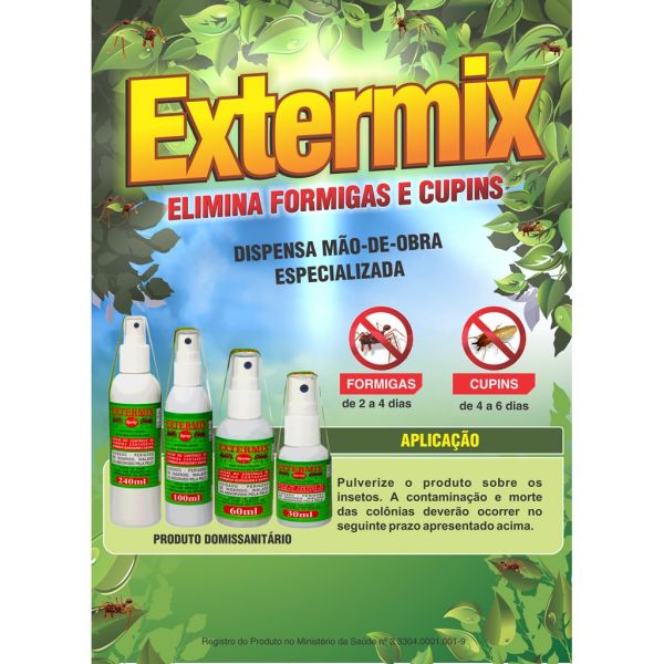 Extermix 60ml. Mata Formigas E Cupins. Elimina Os Insetos Na Colônia.