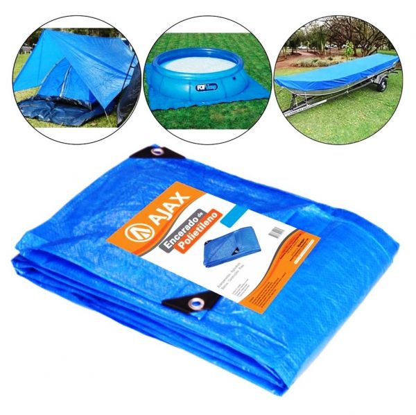 Lona Para Proteção Em Polietileno Azul 6X5 Mts. Para Camping Pesca Praia E Piscina.