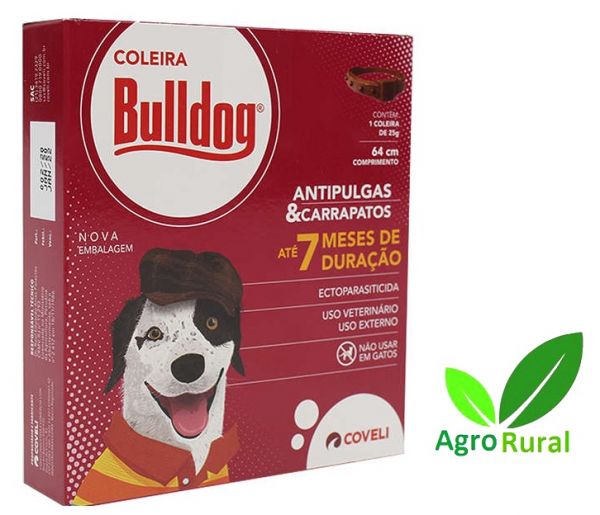 Coleira Anti Pulgas E Carrapatos Coveli Bulldog 7 Meses De Duração. P/ Cães.