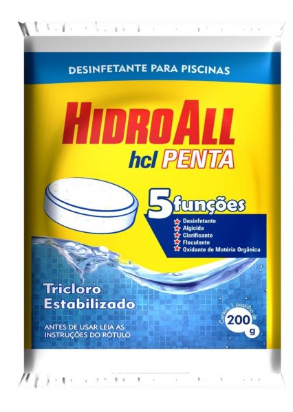 Cloro Em Pastilha P/ Piscinas Hcl Penta Multi Função 5 Em 1