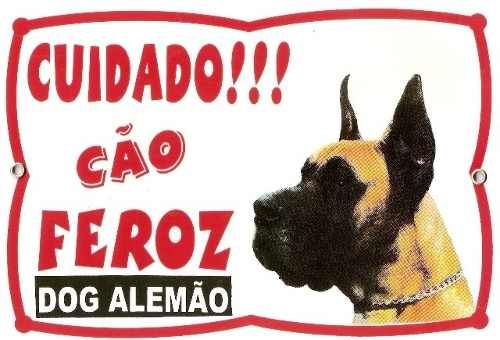 Placa Cão Dog Alemão. Resistente A Sol E Chuva. Frete Grátis