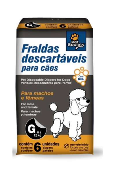 Fralda Descartável P/ Cães De 6 A 12 Kilos. Super Absorvente