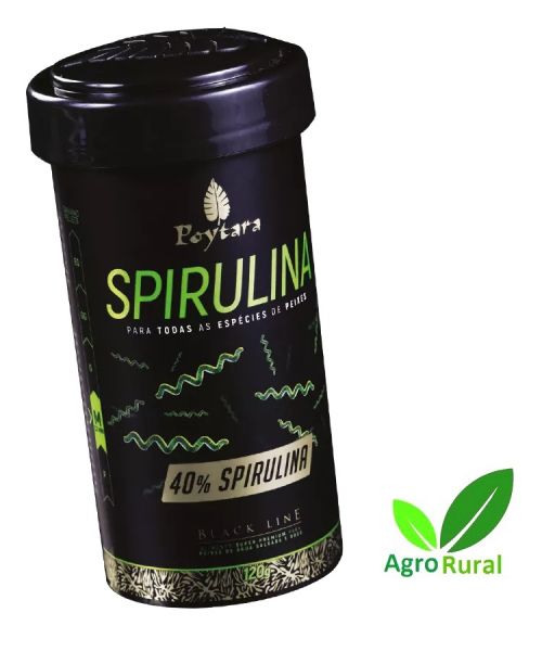 Poytara Spirulina Black Line 120gr. Ração Com 40% De Spirulina. Para Todas As Espécies De Peixes.