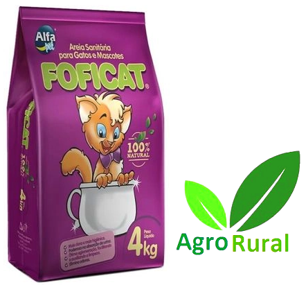 Areia Higiênica Sanitária para Gatos Foficat 4 Kilos.