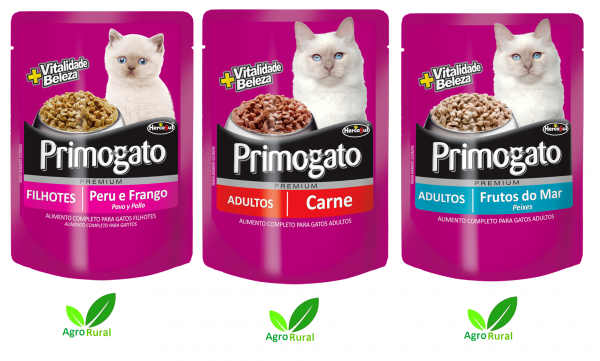 Primogato Sachês. Adultos E Filhotes. Frutos Do Mar, Peru & Frango E Carne.