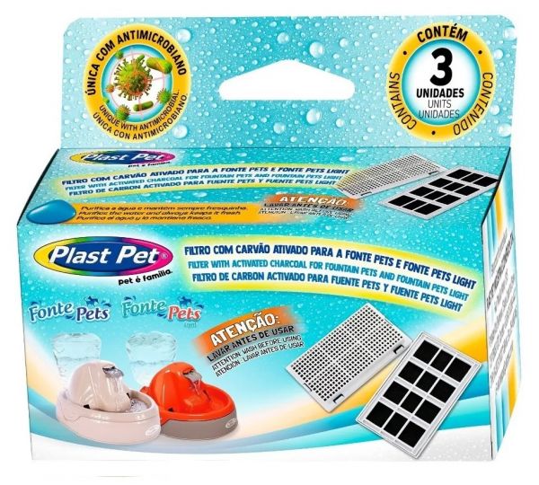Refil Para O Filtro Da Fonte Plast Pet Petit. Embalagem Com 3 Unidades