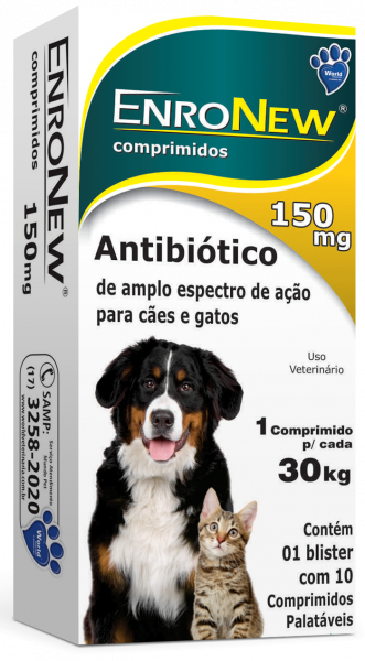 Enronew 150mg ( Enrofloxacino ) Antibiotico De Amplo Espectro Para Cães E Gatos