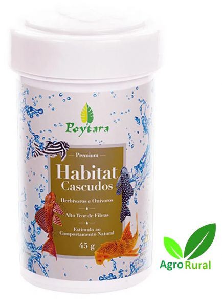 Poytara Habitat Cascudos 45gr. Ração Para Todas As Espécies De Cascudos E Coridoras.