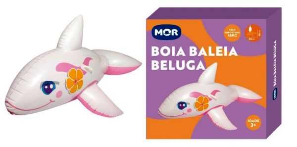 Boia Inflável Infantil Baleia Beluga Mor. Para Praia, Piscina E Lagoa.