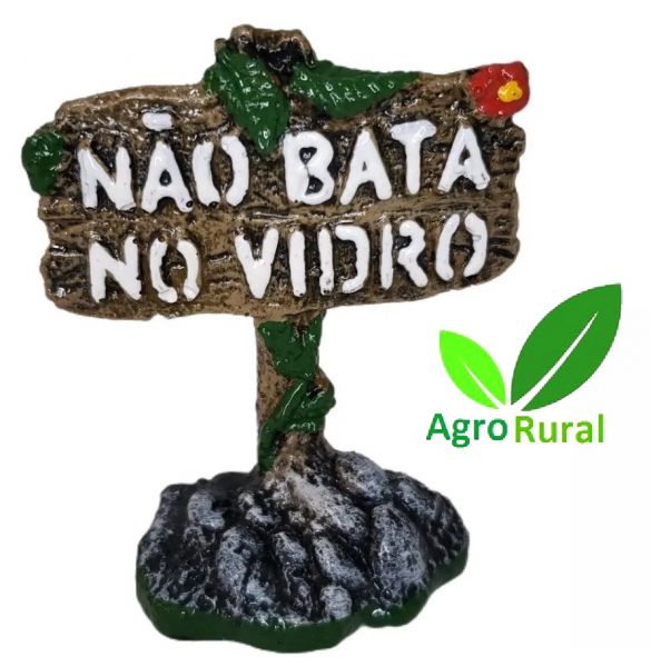 Enfeite Para Aquarios Em Resina. Placa Não Bata No Vidro. Pintado A Mão.