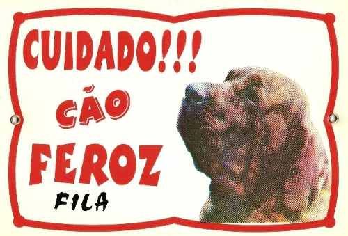 Placa De Advertência Cuidado Cão Feroz Fila.frete Gratis