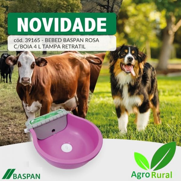 Bebedouro Automático Rosa 4 litros C/ Tampa Retrátil P/ Ovinos Caprinos Leitões Cães Gatos E Coelhos