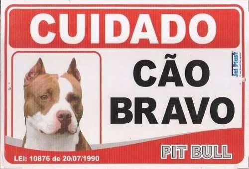 Placa Cão Pit Bull. Resistente Ao Sol E Chuva. Frete Grátis