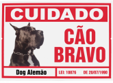 Placa Advertência Dog Alemão. Fixação Obrigatória Por Lei