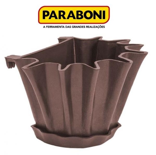 Vaso De Chão Ou Parede Paraboni Super Luxo Com Prato Anti Dengue. Para Jardim Vertical.