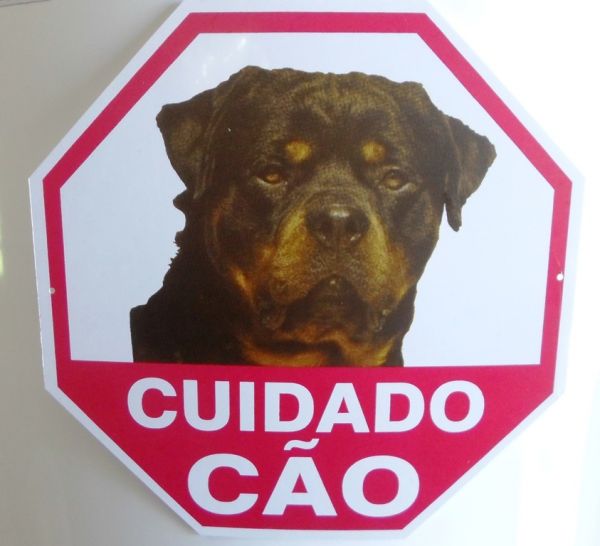 Placa De Advertência Rotweiller. Fixação Obrigatória Por Lei.