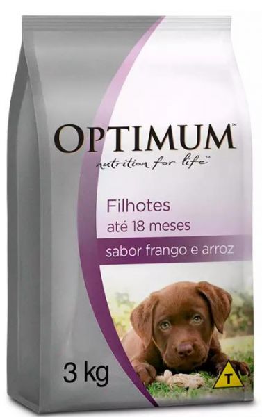 Optimum 3Kg. Ração Para Cães Filhotes De Raças Pequenas E Minis. Sabor Frango e Arroz.