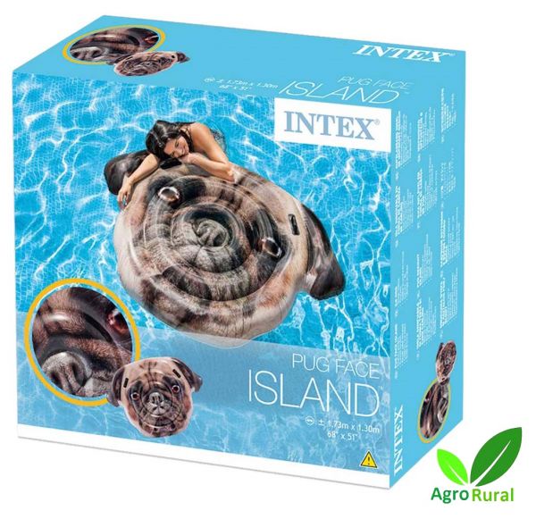 Colchão Bóia Inflável Ilha Flutuante Cão Pug. Praia Piscina