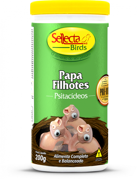 Sellecta Papa Para Filhotes Piscitacideos 200g. Papagaio Arara Cocota Calopsita Agaporni E Periquito