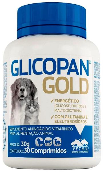Glicopan Gold Comprimidos. Energético, auxiliar na recuperação física e no estímulo do apetite