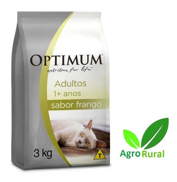 Optimum Gatos Adultos. Sabor Frango. Pacote Com 3kilos