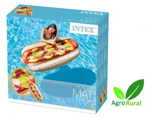 Colchão Bronzeador Bóia Inflável Flutuante Hot Dog Da Intex. Para Lagoa, Praia E Piscina